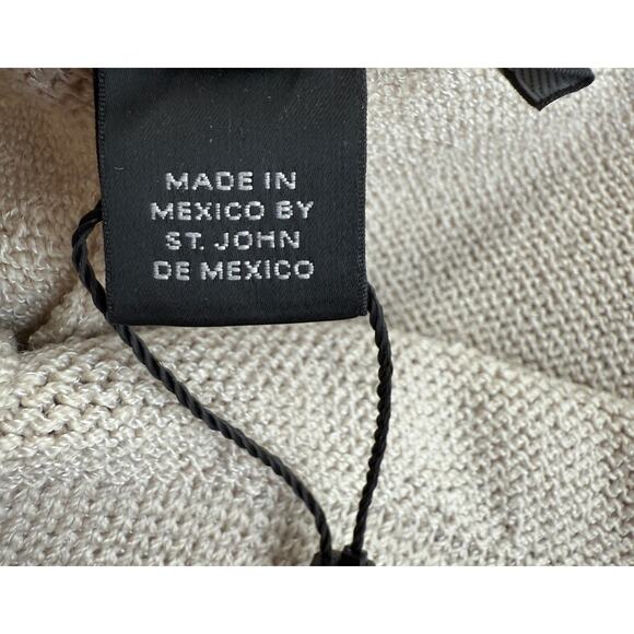 St John Luxe Knit Wide Leg Pants Size 16 Alabaster Wool Blend NWT $395 Neutral - Picture 11 of 11